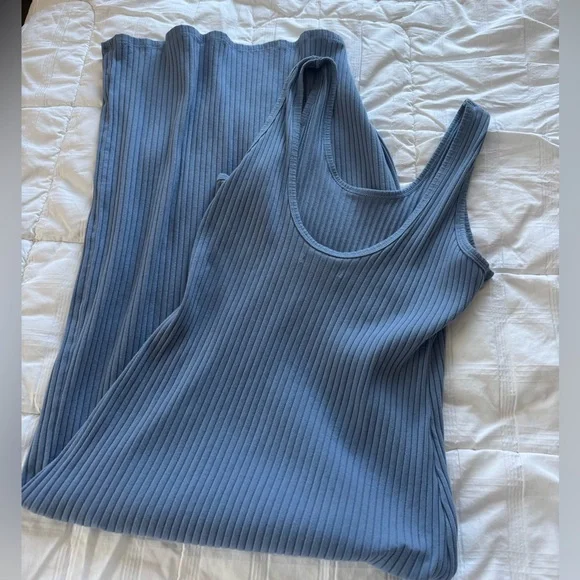 American Eagle Outfitters Light Blue Ribbed Maxi Dress - Picture 3 of 5